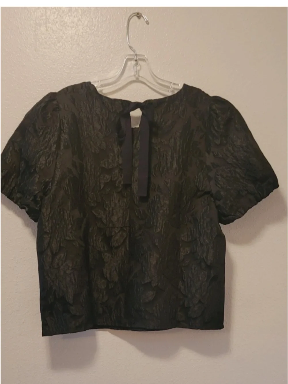 J. Crew Black Textured Puff-Sleeve Blouse - Picture 2 of 5